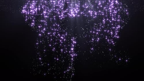 Shimmering Purple Glittering Particles Falling Light Background