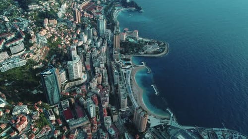 Epic aerial drone shot view of Monaco