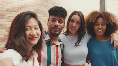 Diverse Friends Talking in Urban Setting