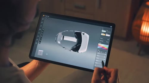 Homme créant un prototype 3D de lunettes VR