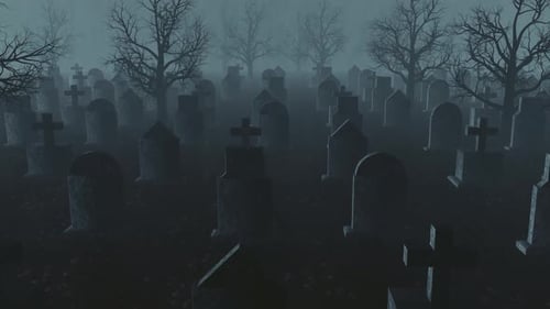 Creepy Graveyard At Night