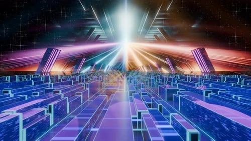 3d render futuristic cyberpunk background, cinematic endless loop