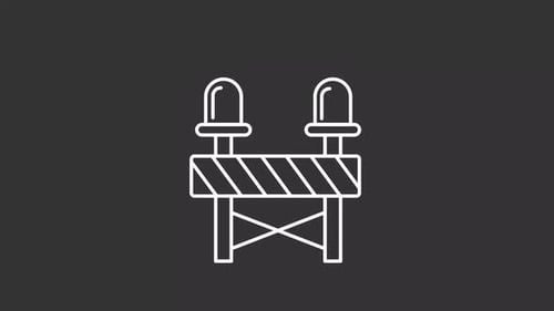 Animated Flashing Road Barrier Line Art Icon