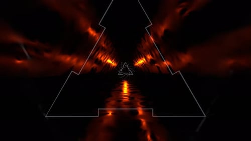 Couloir triangulaire mystique blanc et orange avec fond de lumière fluorescente Vj Loop en 4K