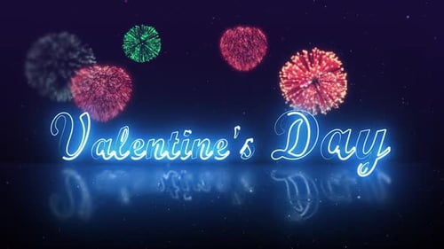 Glowing Neon Text Animation for Valentine's Day with Fireworks