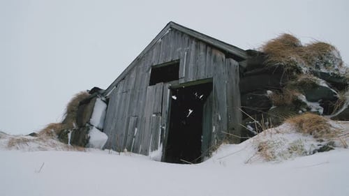 Abandoned Viking House in Iceland in Winter
