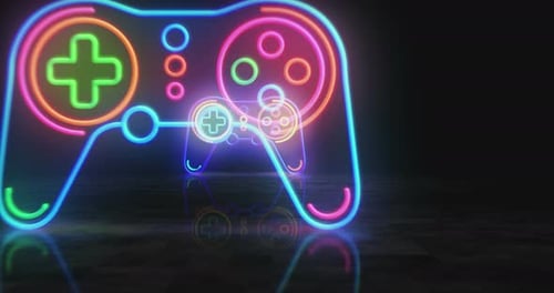 Glowing Neon Game Controller Animation