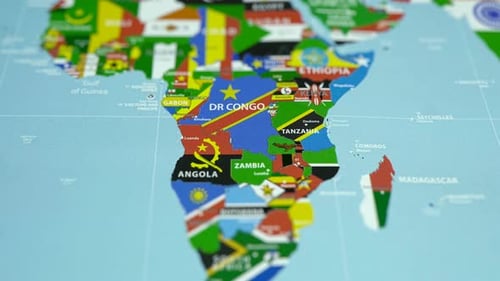Bright Map of Africa With Flags