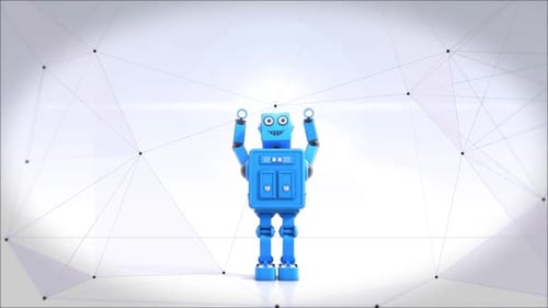Friendly 3D Robot Character Waving Animation