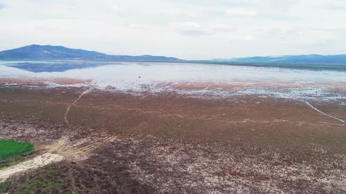 Aerial View of a Dry Lake Landscape