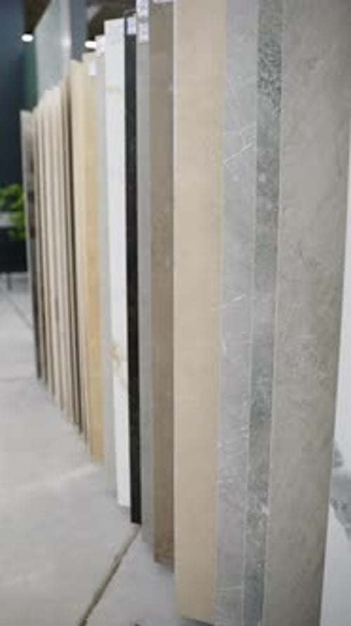Large Size Ceramic Tile Collection in Hardware Store Vertical Video
