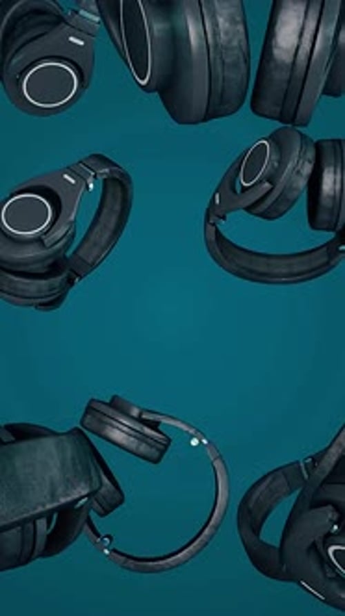 3D Headphones Floating Loop Background Animation