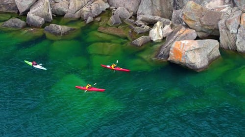 Rocky Lake Kayaking Drone View