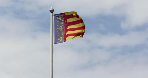 Flag on Pole Waving Against Sky