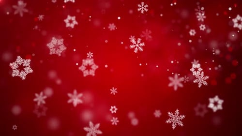 Christmas Loopable Background With Nice Red Falling Snowflakes