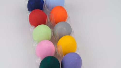 Assorted Colors of Easter Eggs in Egg Crate