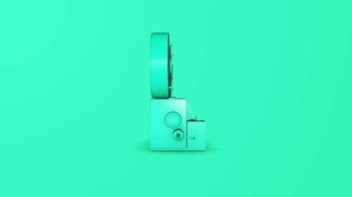 Monochromatic 3D Vintage Film Camera Rotating Animation