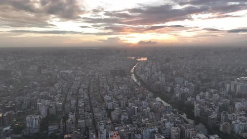 Aerial view of Dhaka cityscape, Dhaka, Bangladesh.