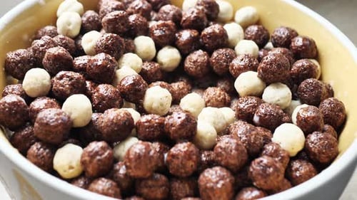 Bowl of Cereal in Close Up Detail