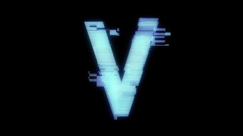 Digital Glitch Letter V Animation
