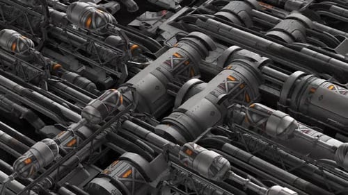 Seamless Loop of Futuristic Sci-Fi Mechanical Tubes