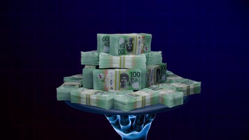 Digital Hand Holding 100 Australia Dollar Money Plate