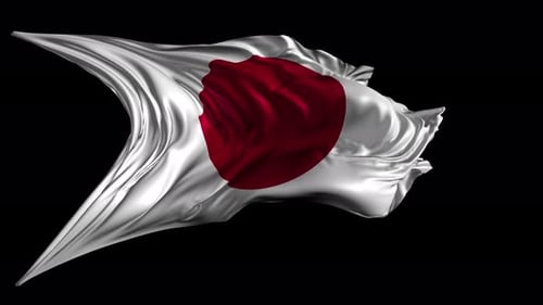 Fluid Animation of Waving Japan National Flag