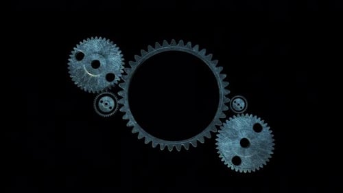 Dynamic Industrial Rotating Gears System Reveal Animation
