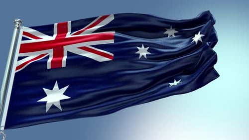 Realistic Australian Flag Waving Seamless Loop