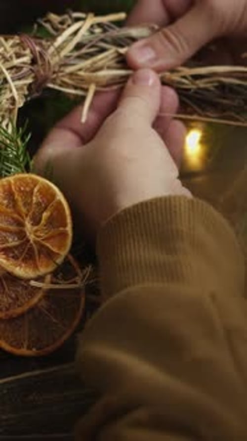 Crafting Holiday Wreath at Home for Christmas