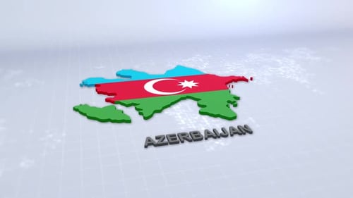 3D Map of Azerbaijan with Flag and Country Name Reveal