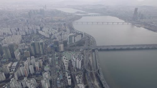 Fly next to Han River, Seoul
