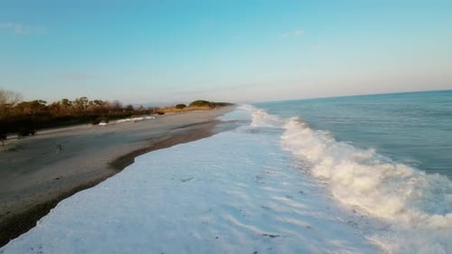 Waves Crashing on the Mediterranean Coastline