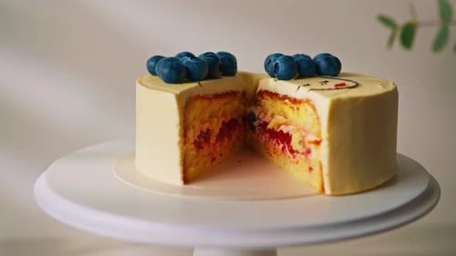Delicious Cake with Blueberries for a Birthday Celebration