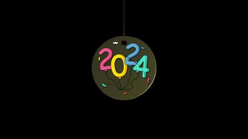 Colorful Animated 2024 New Year Hanging Ornament