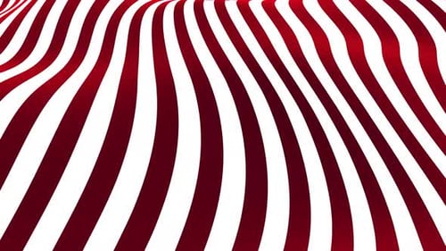 Fluid Red and White Wavy Stripes Background Loop