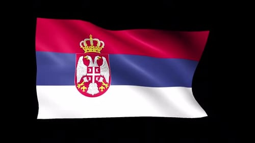 Realistic Waving Flag of Serbia with National Emblem