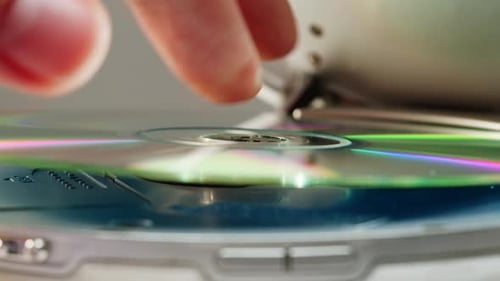 Vintage Cd Music Player Closeup Using Portable Music Player for Listening with Compact Disc