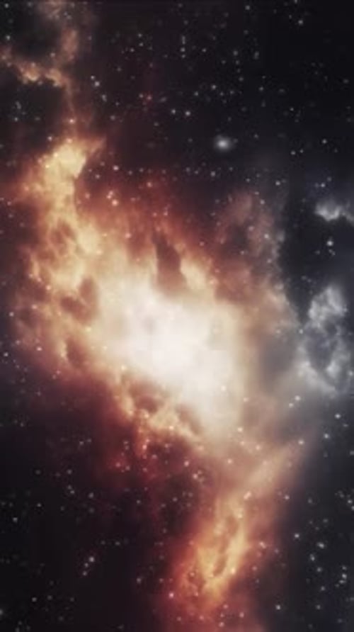 Flying Through Vibrant Cosmic Nebula and Twinkling Stars Background