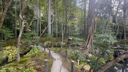 Tenjuan Garden At Nanzen-ji Temple In Kyoto, Japan. dolly-in shot