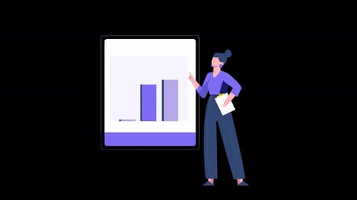 Flat Design Character Presenting Business Bar Chart