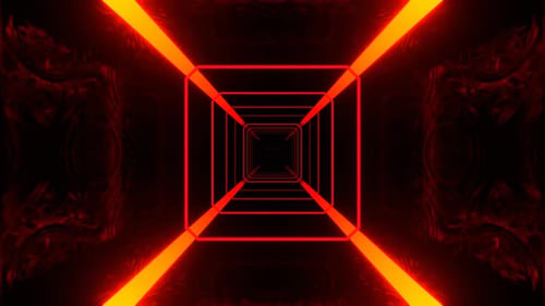 Orange And Red Futuristic Neon Strobe Infinity Mine Background Vj Loop I 4K