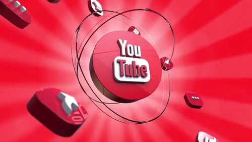 3D YouTube Logo Reveal with Social Media Icons Animation