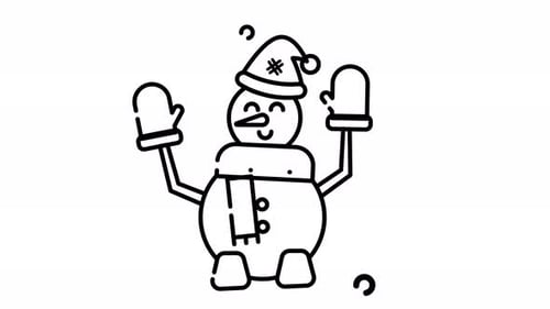 Snowman line animated icon. Motion graphic animation winter themed