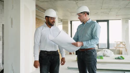 Civil Engineers Collaborating on Construction Plans