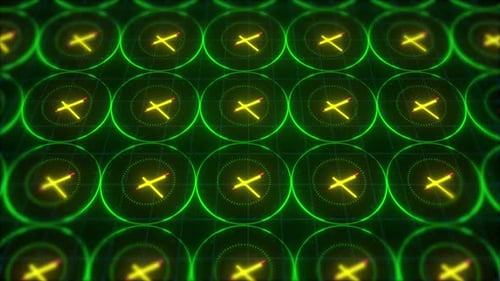 Futuristische grüne Uhranimation, Zeitrafferanimation mit grünem Muster, High-Tech-Uhr