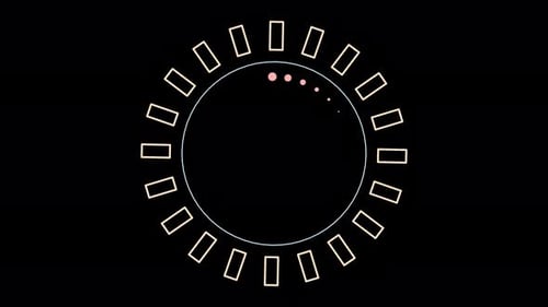 Yellow HUD element or aim target ring seamless loop alpha channel 3d render. Analysing data