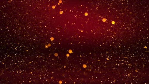 Golden Glitter Particles and Bokeh Lights Background Loop