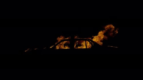Burn Collection: A car frame up in fire shot from a side on a black background at 60fps