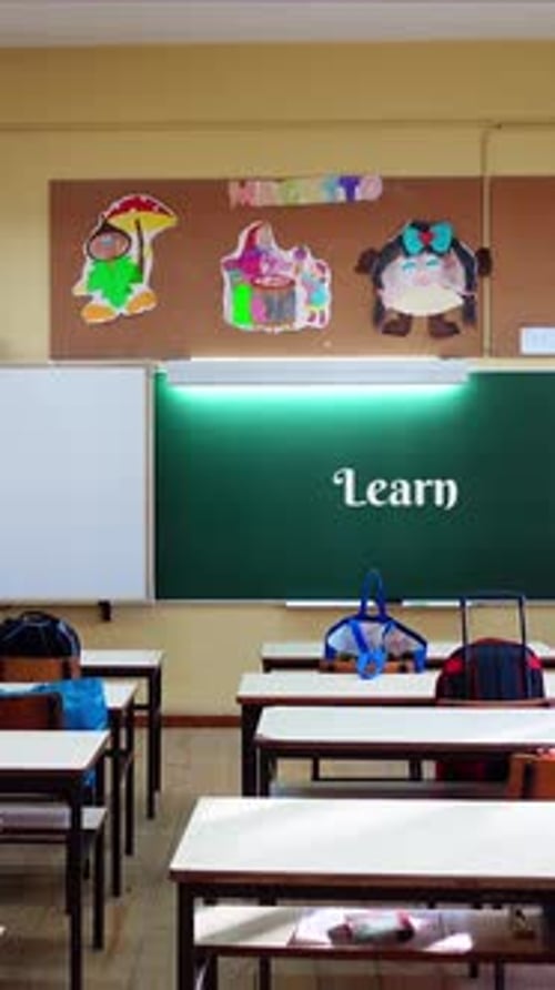 Vertical Video of Learn Word Written on School Board